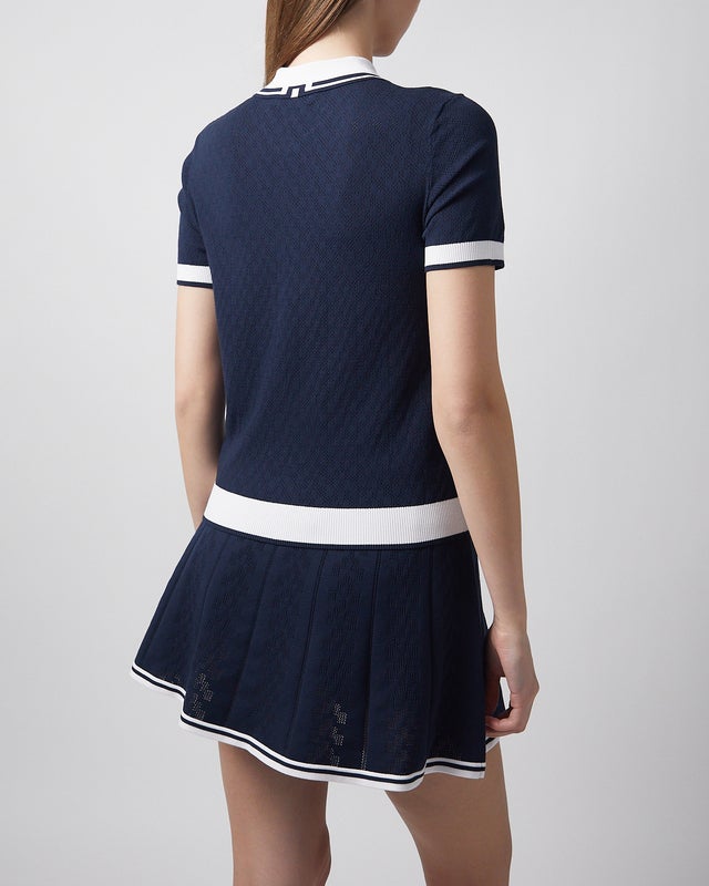 J Lindeberg Top Polo Polly Pointelle Navy S