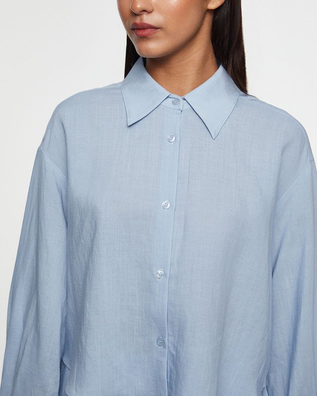 Wakakuu Icons Skjorta Genoa Crop Linen Ljusblå XS