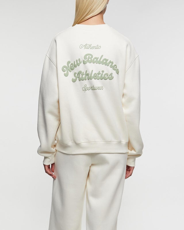 New Balance Sweatshirt Linear Heritage Fleece Crew White S