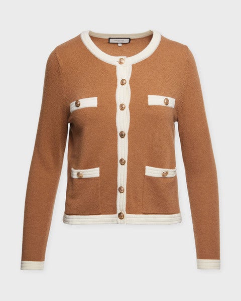 Cardigan Charlott camel/vit 1