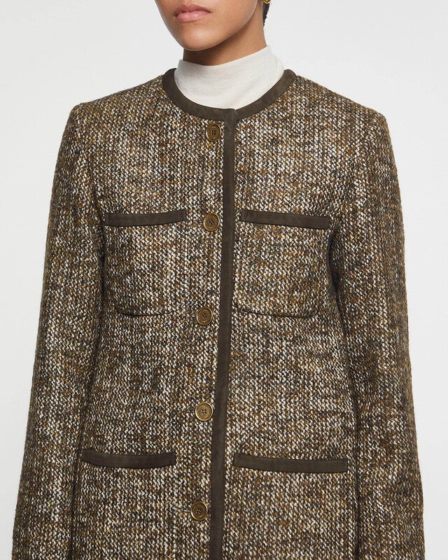 Golden Goose Deluxe Brand Jacket Journey Long Boxy Tweed Brown IT 44 (EUR 38)