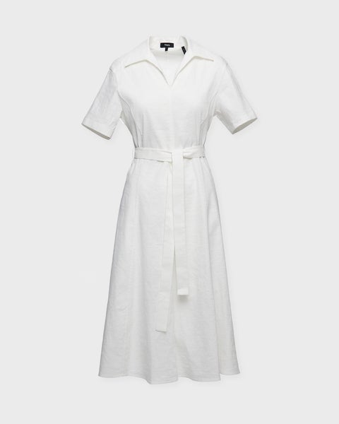 Dress Slit Volume Linen  White 1