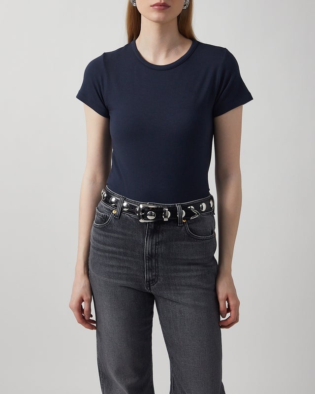 Wakakuu Icons T-Shirt Baby Tee Modal Navy L