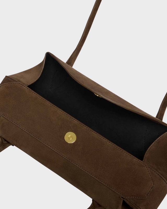 Yuzefi Shoulder Bag Oyster Suede Brown ONESIZE