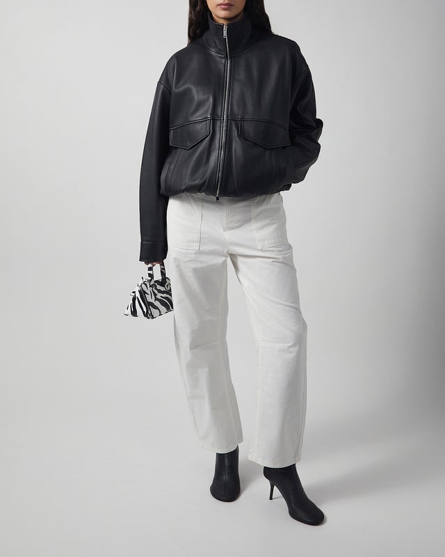 Wakakuu Icons Jacket Leather Funnel Neck Black L