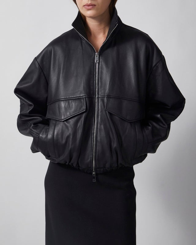 Wakakuu Icons Jacket Leather Funnel Neck Black L