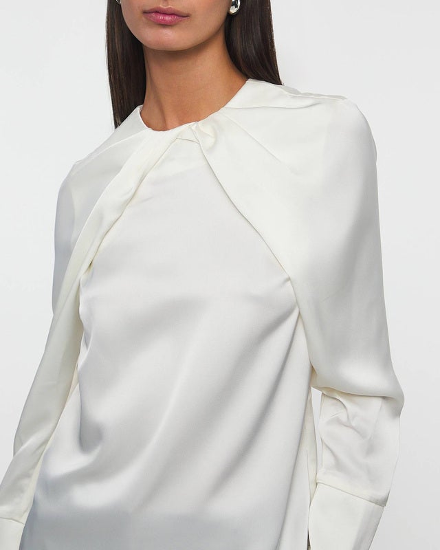 Malina Blouse Evie Pleated Neckline Offwhite XL