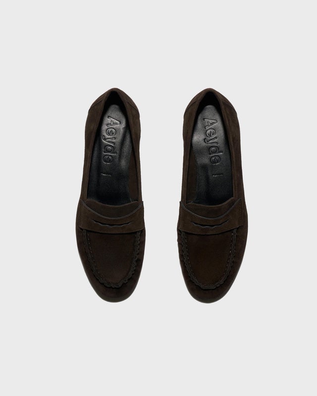 Aeyde Loafers Aldous Kid Suede Leather Dark Brown EUR 39