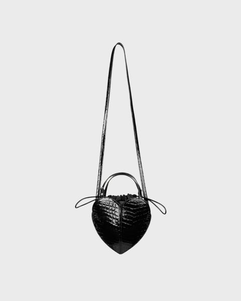 PATENT CROCO HEART BAG svart ONE 1