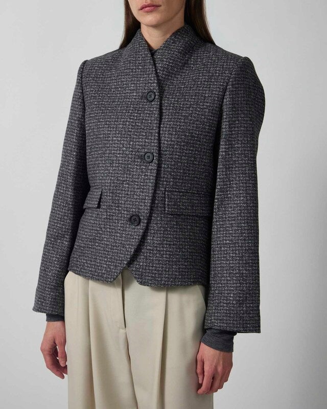 Dagmar Jacket Short Curved Charcoal 34
