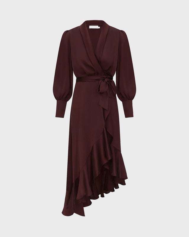 Zimmermann Dress Silk Wrap Midi  Mahogny  1 (S-M)