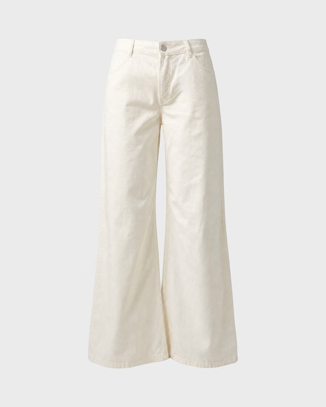 Wakakuu Icons Trousers Flared Cotton Offwhite L