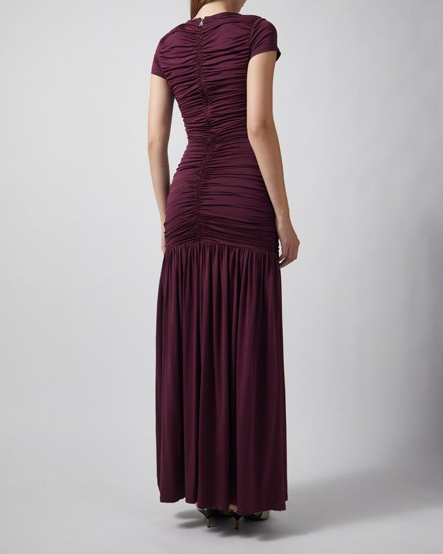 ROTATE  Dress Gathered Maxi Burgundy 40