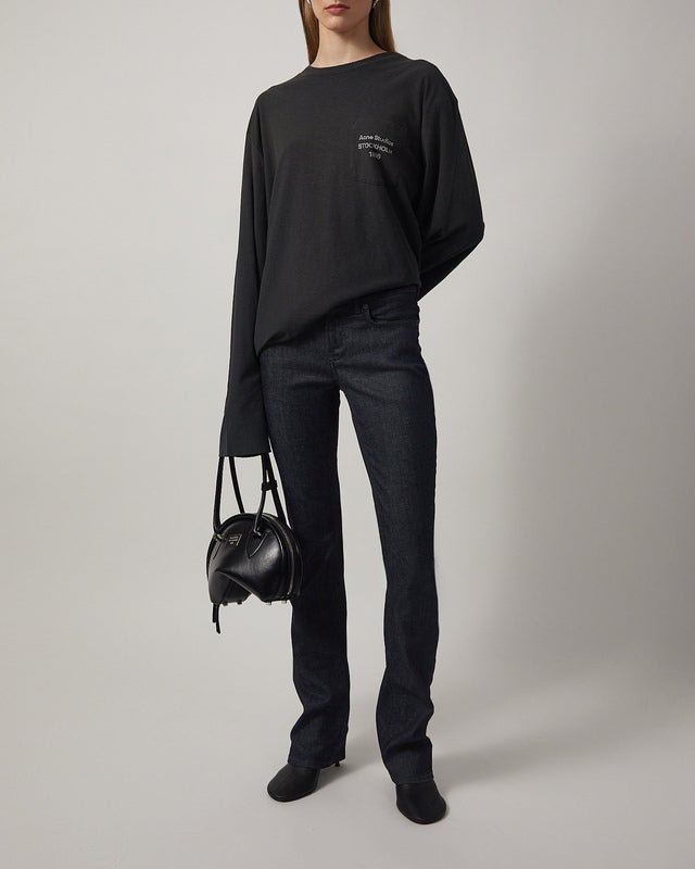 Acne Studios T-Shirt Logo Long Sleeve Relaxed Faded black M