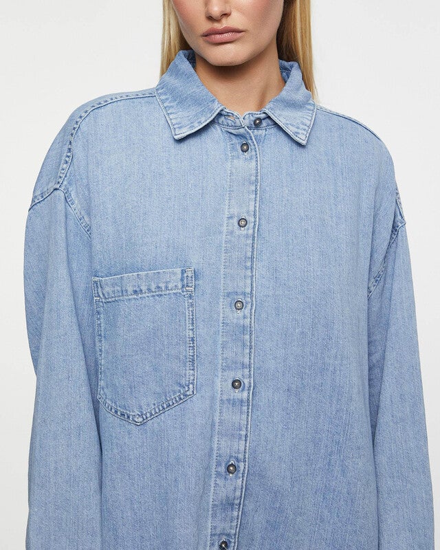 7 For All Mankind Klänning Overshirt Maxi Ljusblå S