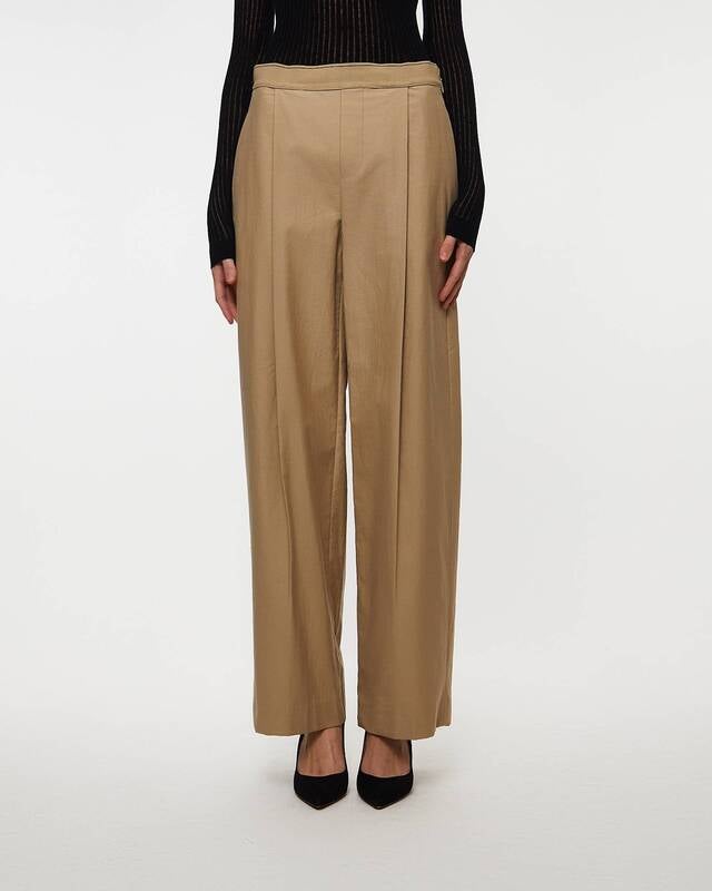 Vince Trousers Mid Rise Pleated Wide Leg Dune US 6 (EUR 38)