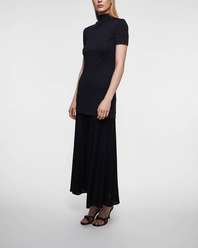 JIL SANDER Dress Fluid Viscose High-Neck  Black 36