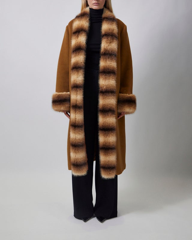 Malina Coat Anouk Yve Faux Fur Wool Camel 36