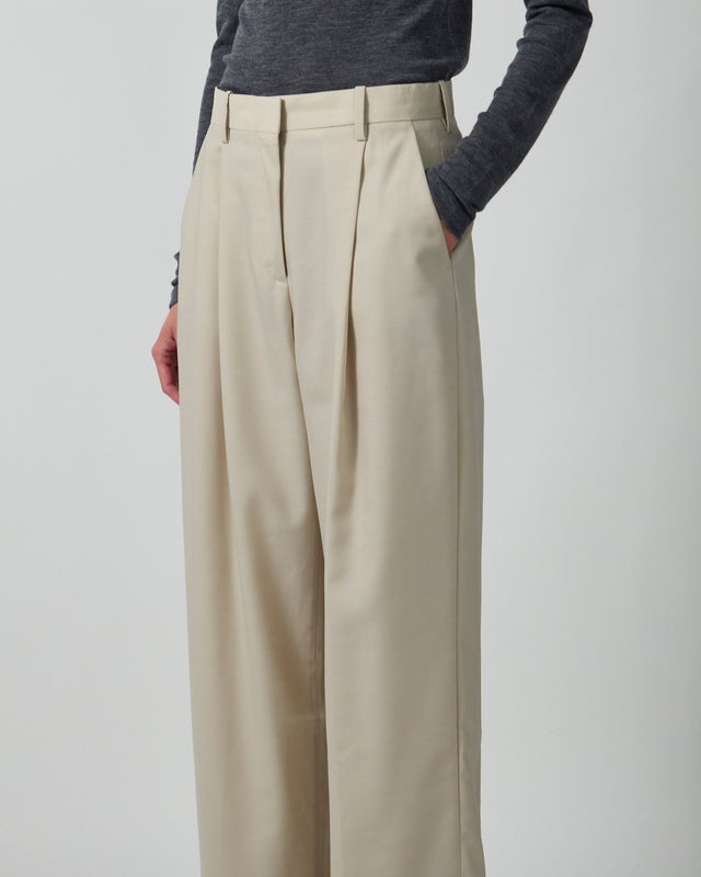 Dagmar Trousers Relaxed Wool Cream 36