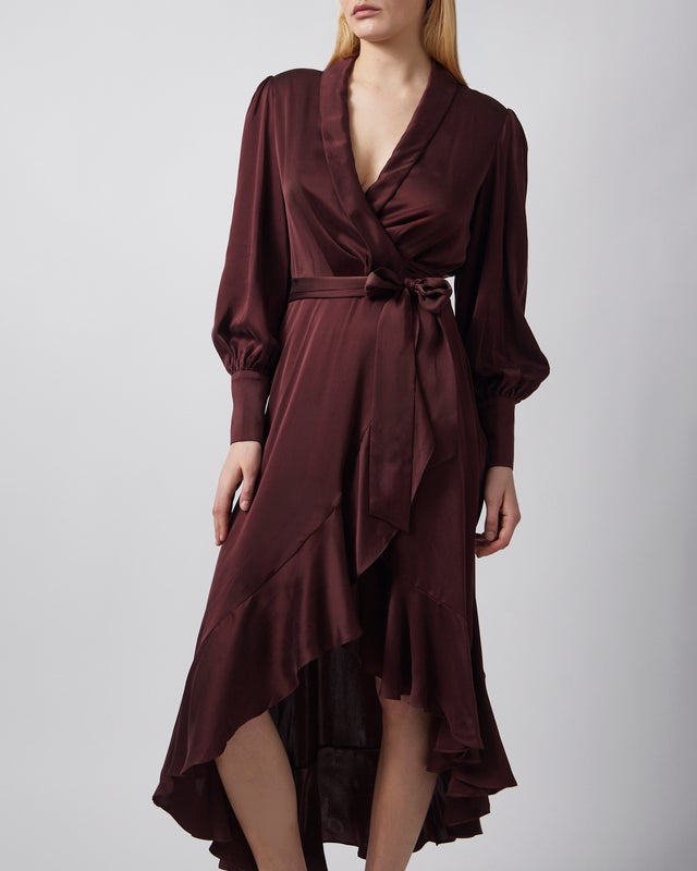 Zimmermann Dress Silk Wrap Midi  Mahogny  1 (S-M)