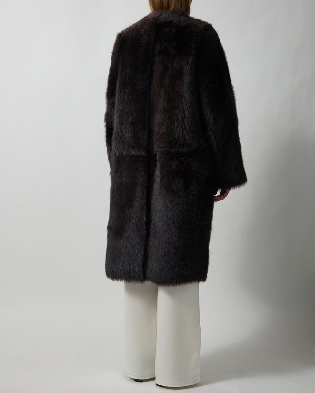 Almada Coat Gemma Fur Leather Chocolate M