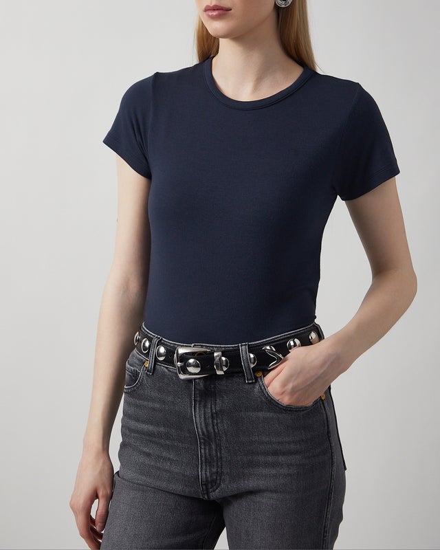 Wakakuu Icons T-Shirt Baby Tee Modal Navy L