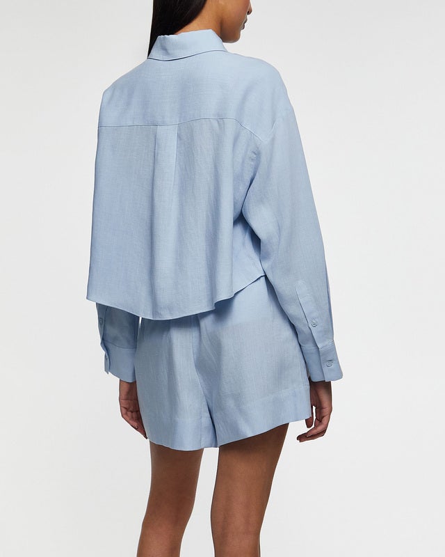 Wakakuu Icons Skjorta Genoa Crop Linen Ljusblå XS