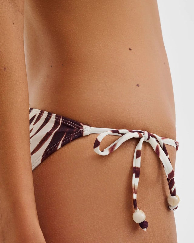 Malina Bikini Bottoms Sanja Beaded Tie White/Brown M