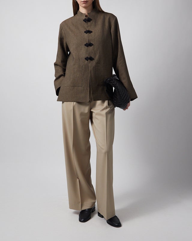 RÓHE Jacket Pankou Closure Linen Brown 34