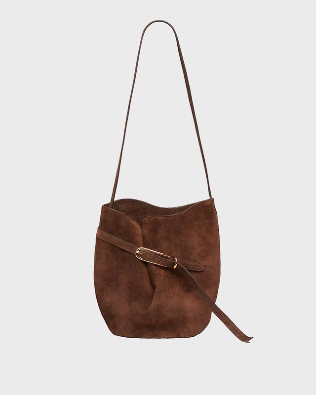 Liffner Bag Belted Bucket Brown Suede Dark brown ONESIZE