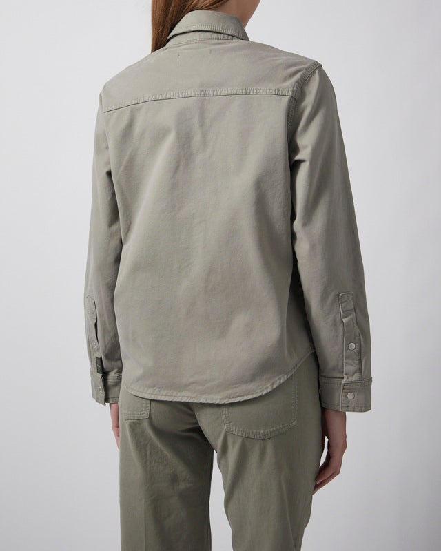7 For All Mankind Shirt Classic Comfort Twill Military Khaki L