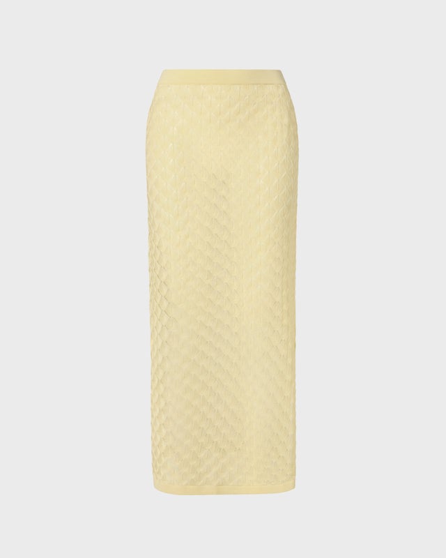 Malina Skirt Fannie Pointelle Knitted Maxi Light Yellow XL