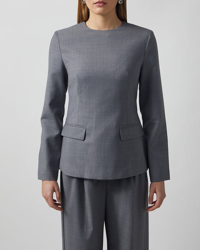 Malina Blouse Athina Tailored Long Sleeve Grey 34