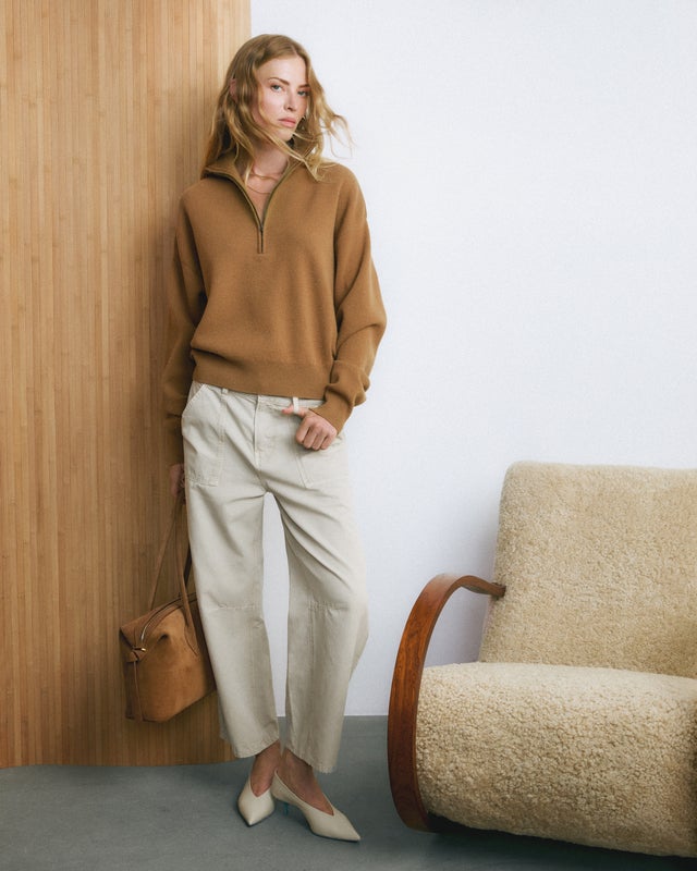 Wakakuu Icons Sweater Macy Zip Wool Camel L