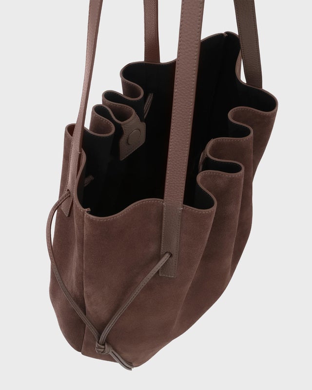 Yuzefi Tote Bag Scallop Suede Brown ONESIZE