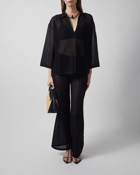 Shirt Imene Pointelle Knitted Polo Black 2