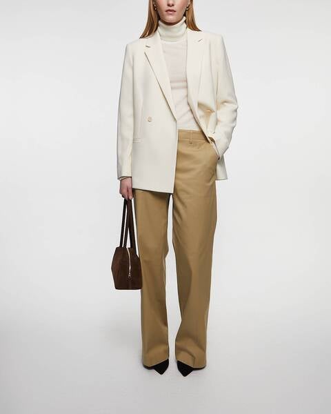 Blazer Relaxed Double-Breasted Crepe Beige 2