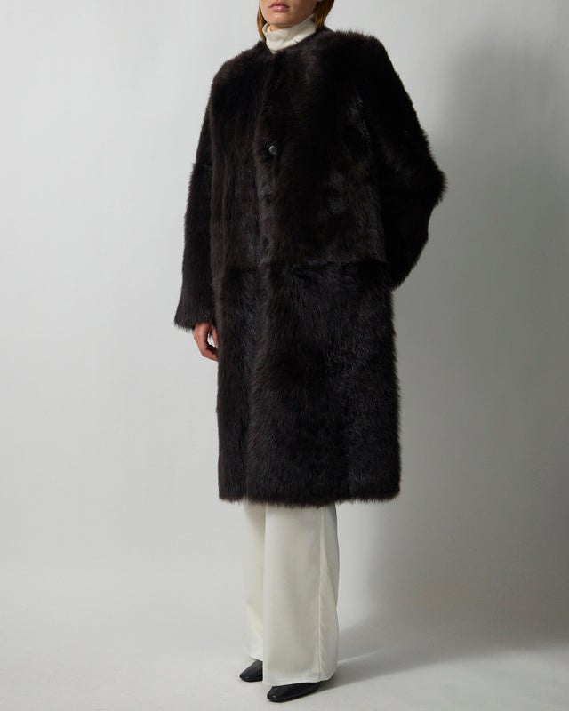 Almada Coat Gemma Fur Leather Chocolate M