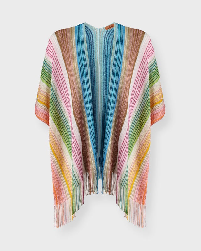 Missoni Poncho Striped Viscose-Blend Fringe Multicolor ONESIZE
