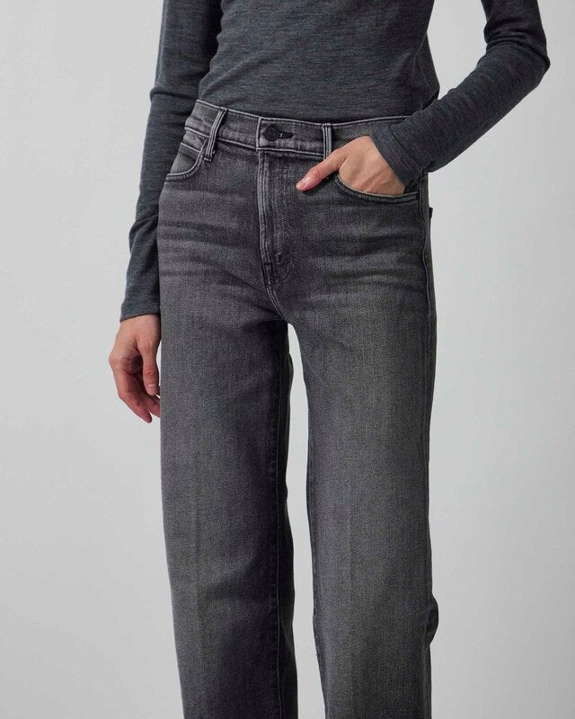 Mother Denim Jeans The Kick It Grey Wash 25