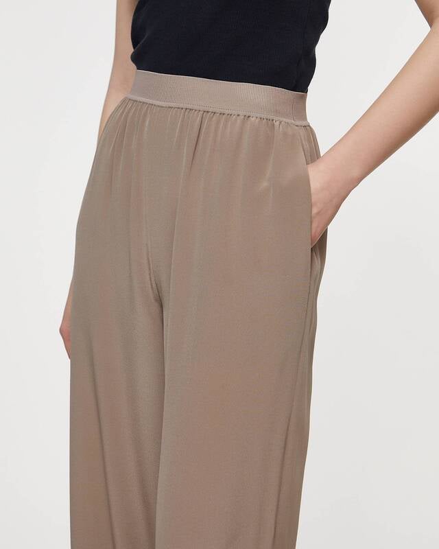 JOSEPH Trousers Hulin Crepe de Soie Silk Beige/brun FR 44 (EUR 42)