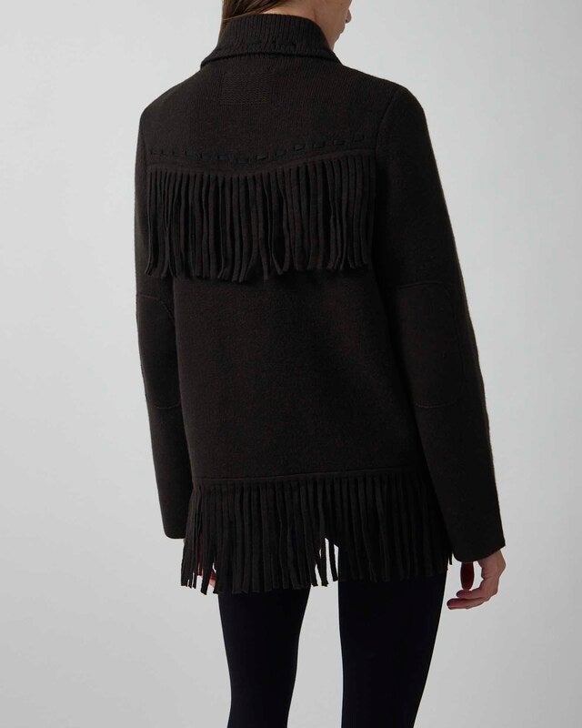 Guest In Residence Jacket Western Fringe Dark Brown L