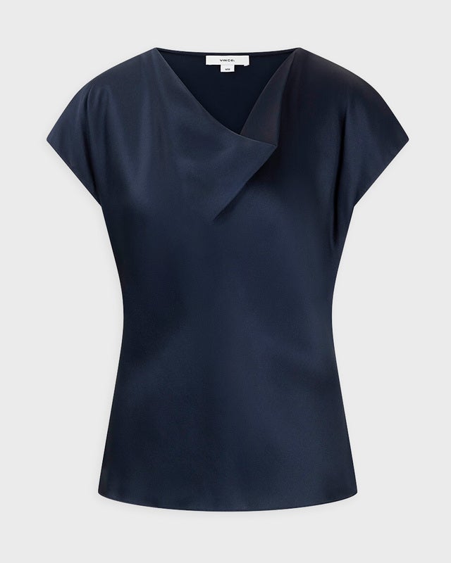 Vince Blus Silk Cowl-Neck Blå XS
