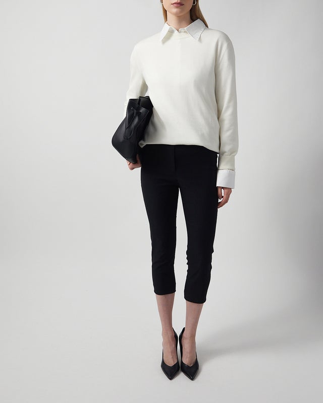 Jil Sander Sweater Midweight Wool Crew-Neck Natural 38