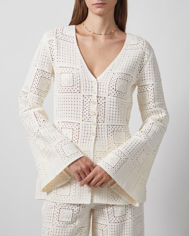 Malina Cardigan Mirella Fitted Crochet Vanilla M
