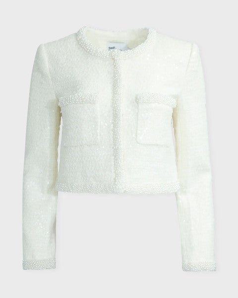 Jacket Cream Bouclé Pearl Trim Cream 1