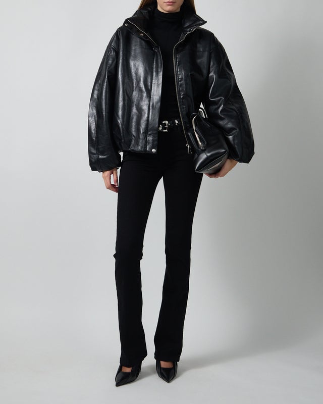 Anine Bing CYRUS JACKET - BLACK RECYCLED LEATHER XS