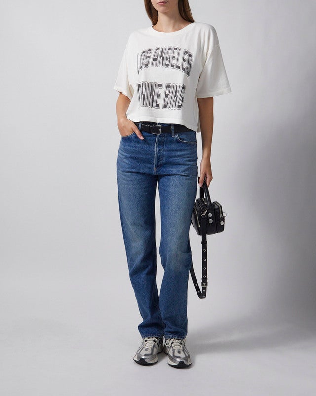 Anine Bing T-shirt Johnny Cropped Ecru XS