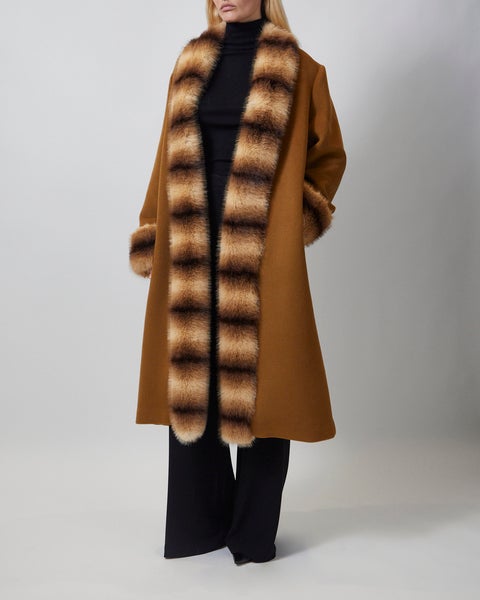 Coat Anouk Yve Faux Fur Wool Camel 2
