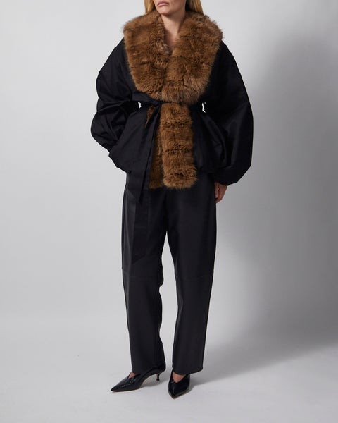 Jacket Faux Fur Collar Black 2